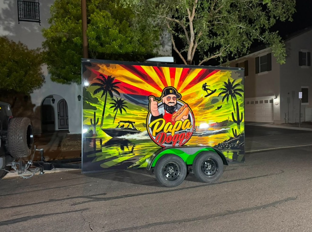Papa Doggs wrapped food trailer